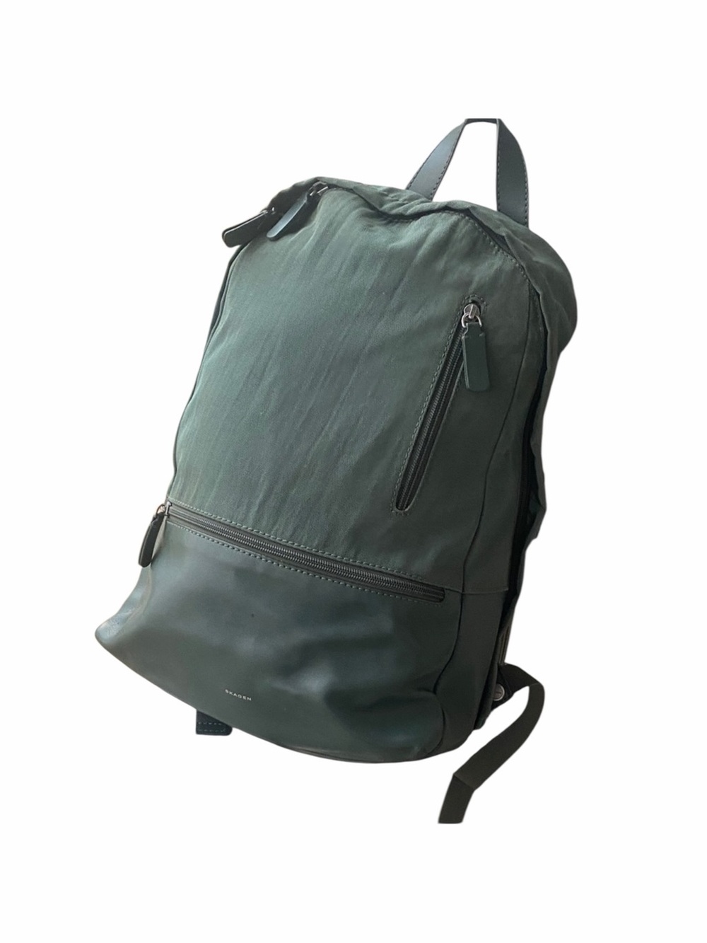Skagen Kroyer Olive Green Nylon & Leather Backpack